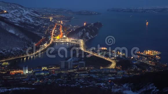 堪察加半岛首府夜景视频的预览图