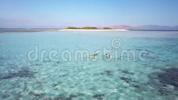 两只年轻的雌性在水下游泳探索海底前往美丽的岛屿为美丽的地方视频的预览图