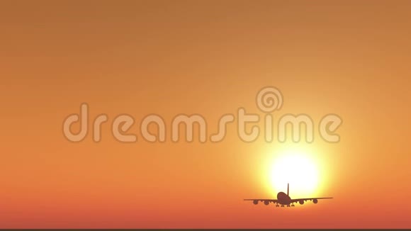日落或日出时4k飞机飞过头顶视频的预览图