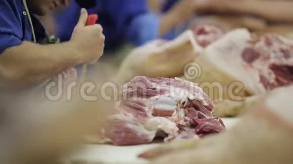 肉制品厂肉切肉店食品工业中的肉类加工肉加工厂生产线视频的预览图