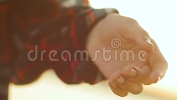 年轻女子在阳光下牵着男人的手视频的预览图