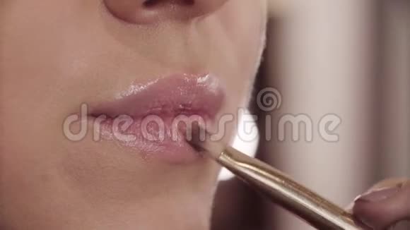 化妆师涂上唇彩视频的预览图