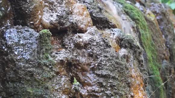 有苔藓岩石的瀑布视频的预览图