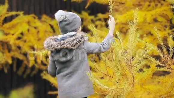 可爱的小女孩在户外玩耍享受温暖的天气视频的预览图