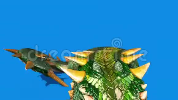 神话中的怪物龙龙滑蓝屏三维渲染动画视频的预览图