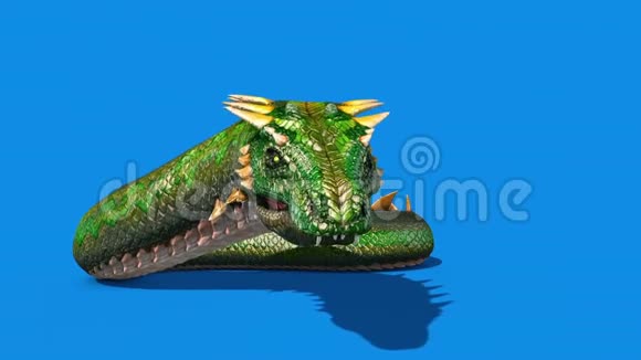 神话中的怪物龙龙模具蓝屏3D渲染动画视频的预览图