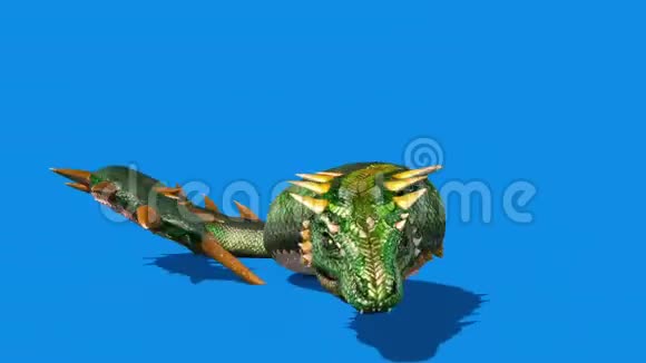 神话中的怪物龙龙跳跃蓝屏3D渲染动画视频的预览图