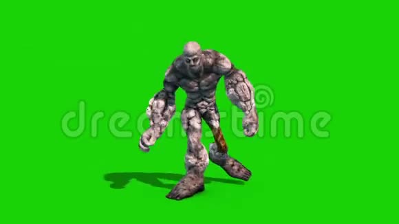 岩石人怪物循环前绿色屏幕循环3D渲染动画视频的预览图