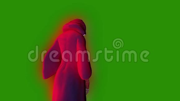 幽灵实体女巫攻击后绿色屏幕3D渲染动画视频的预览图
