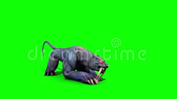 怪兽美洲狮吼绿幕3D渲染动画视频的预览图