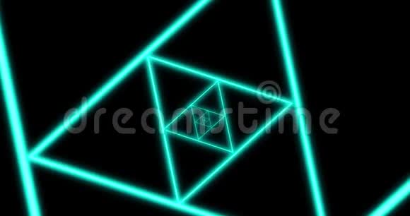 抽象无缝环蓝色霓虹灯几何视频与三角形视频的预览图