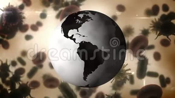 以世界地球为背景的电晕病毒动画视频的预览图