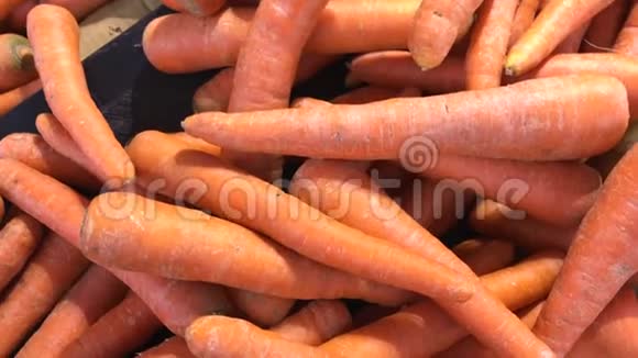亚洲农贸市场新鲜有机胡萝卜蔬菜视频的预览图