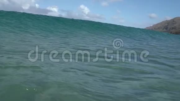 夏威夷海滩上的朦胧的海洛波浪视频的预览图