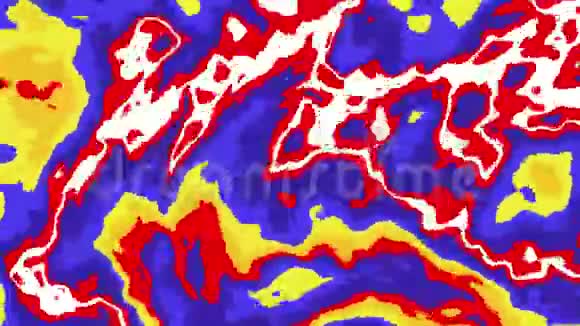 在白色背景上移动的彩色红色蓝色和黄色有机形状的抽象动画无缝循环动画视频的预览图