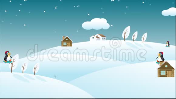 野生动物在冬天下雪视频的预览图