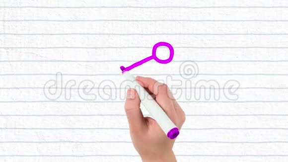 在白纸上用记号笔手工绘制的紫色股票图标动画视频的预览图