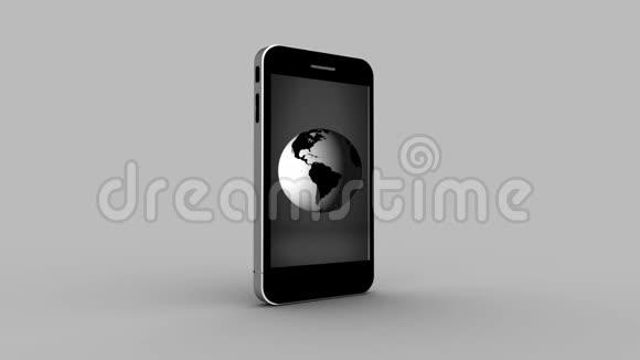 在手机屏幕上旋转地球仪的动画视频的预览图