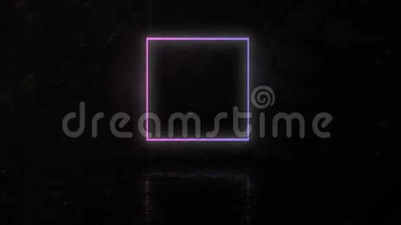 方形几何霓虹灯发光动画视频的预览图