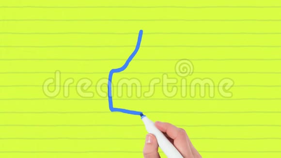 蓝色轮廓的动画像用绿色衬纸上的记号笔画的图标视频的预览图