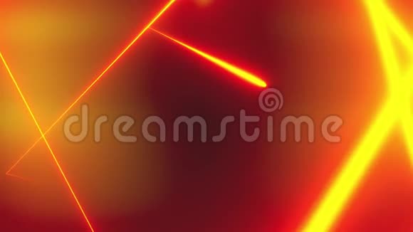 彩色橙色线在黑色背景上交叉形成霓虹三角隧道艺术商业和商业视频的预览图