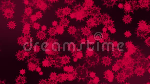 红色扫描病毒分子在太空飞行由粒子组成感染的血液显微镜下的病毒3D型视频的预览图
