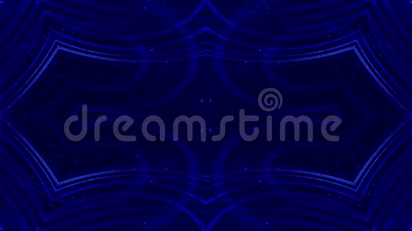 循环科幻3D抽象背景发光的蓝色粒子形成线条对称的结构如在微世界或视频的预览图