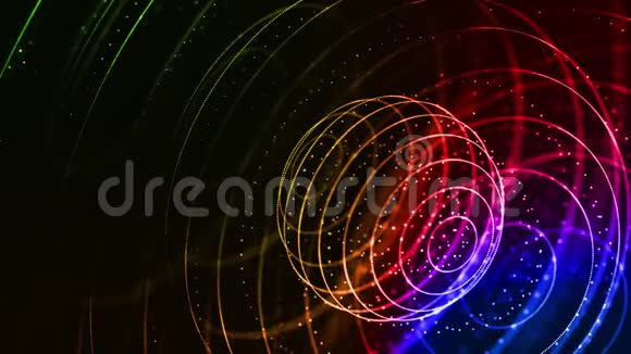 4k循环科幻背景与波克和光效渐变色粒子形成线面球形视频的预览图