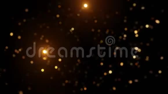 抽象运动背景闪耀金色粒子闪闪发光的闪烁粒子与波克无缝4K环视频的预览图
