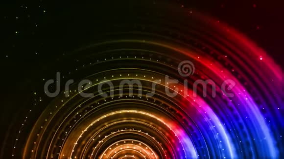 4k循环科幻背景与波克和光效渐变色粒子形成线面球形视频的预览图