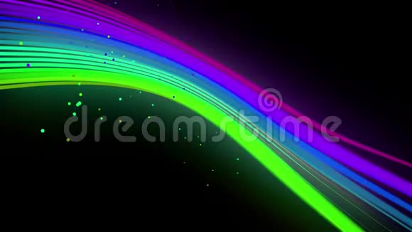 五颜六色的霓虹灯线在空气中摇摆平稳地振荡和波动线条颜色会周期性地改变形成跑步视频的预览图