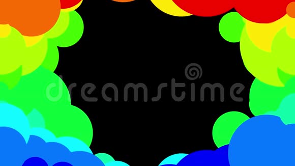4k循环抽象背景与美丽的彩虹球如油漆气泡或染料液滴在水中的平面风格3d视频的预览图
