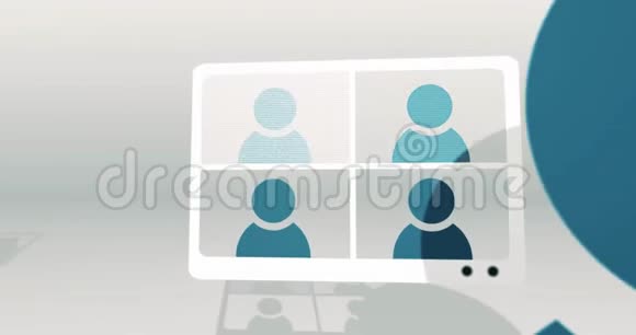 与员工和家庭办公室同事举行的视频电话会议的象征动画数字生成的动画视频的预览图