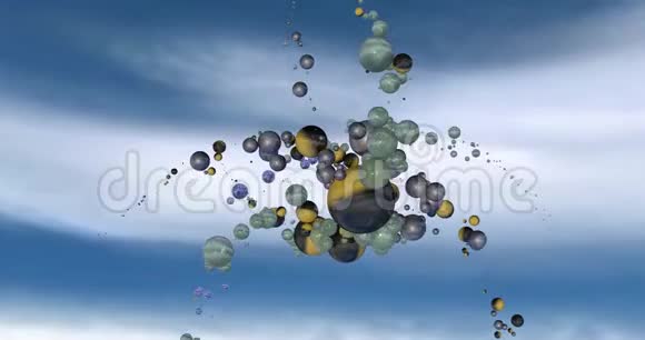 背景有气泡在天空中飞翔视频的预览图