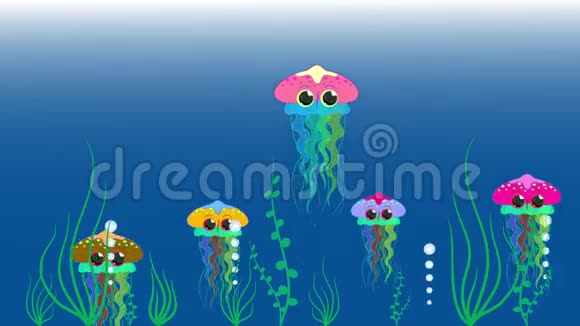 海中水母卡通动画视频的预览图