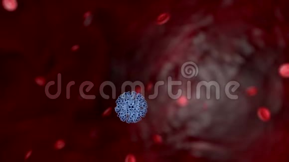 3D视频中冠状病毒在受感染血液中的程式化表现目前和目前病毒传播的危险视频的预览图