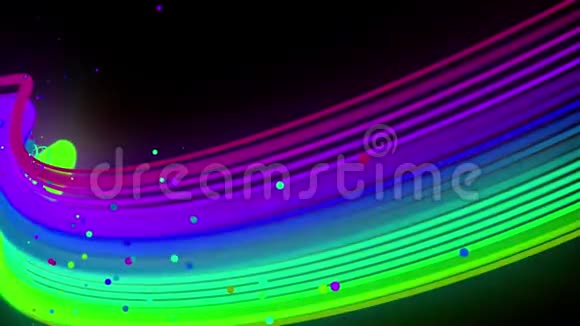 五颜六色的霓虹灯线在空气中摇摆平稳地振荡和波动线条颜色会周期性地改变形成跑步视频的预览图