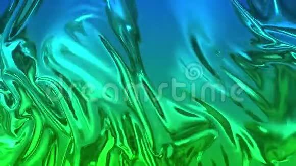 蓝绿色渐变的金属箔飞离屏幕4k织物过渡或脱网金属箔使用luma视频的预览图