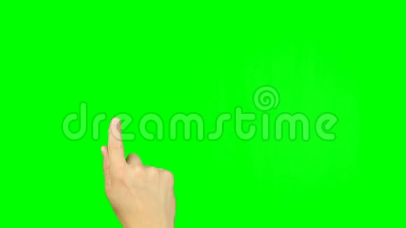 在绿色屏幕触摸屏上用手画波浪或用手指写字母视频的预览图