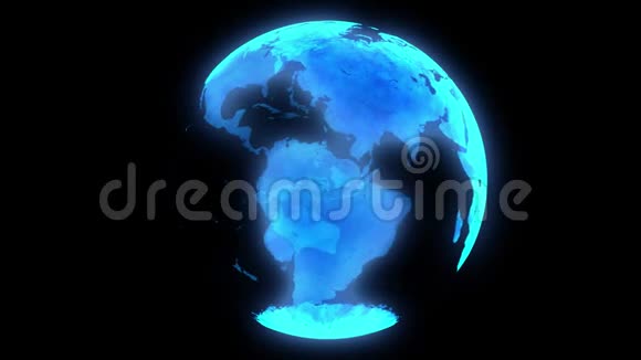 蓝色数字全息行星地球各国的网络空间全息飞行视频的预览图