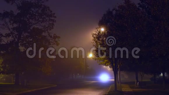 夜晚城市景观带雾视频的预览图