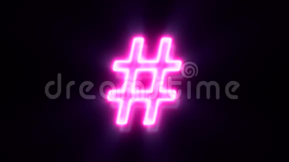 粉红色霓虹灯标符号闪烁出现在中间视频的预览图