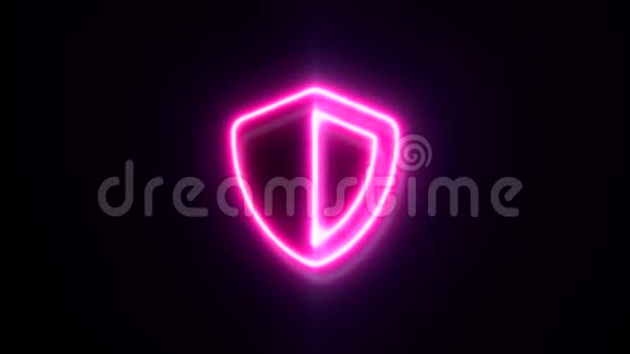 粉红色霓虹灯屏蔽标志闪烁出现在中心视频的预览图