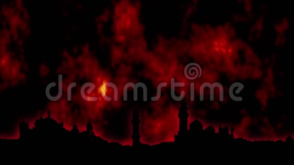 1984锡克教的一个悲惨的一年锡克教的寺庙在火灾的背景下视频4K视频的预览图