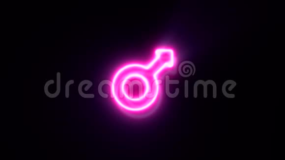 粉红色霓虹灯火星标志闪烁出现在中心视频的预览图
