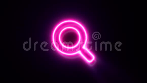 粉红色霓虹灯搜索标志闪烁出现在中心视频的预览图