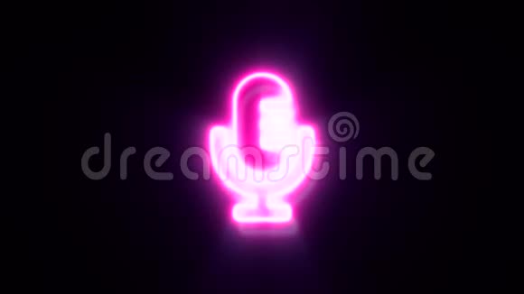 粉红色霓虹灯麦克风标志闪烁出现在中心视频的预览图