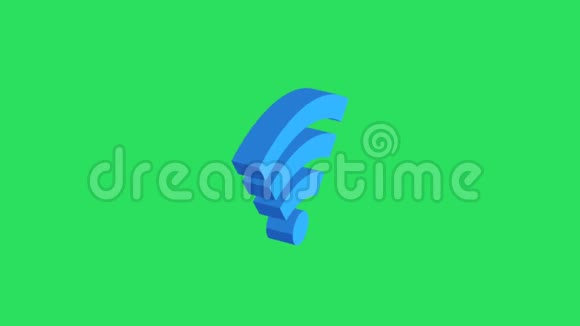 绿色背景上的动画蓝色无线符号视频的预览图