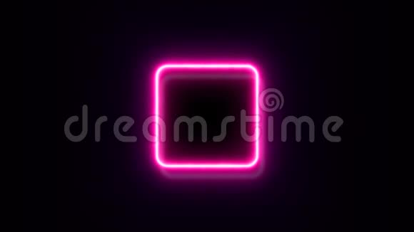 粉红色霓虹灯停止按钮标志闪烁并出现在中心视频的预览图