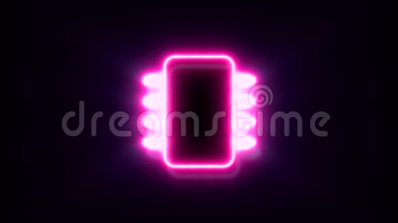 粉红色霓虹灯电脑芯片标志闪烁出现在中心视频的预览图